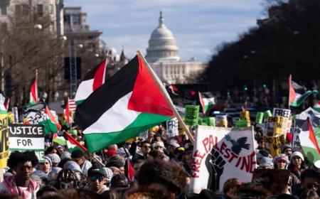 اعتراض حامیان فلسطین در کاخ سفید