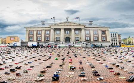 نمایش ۱۶ هزار جفت کفش به یاد کودکان شهید غزه