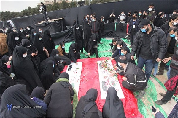 مراسم تشییع و تدفین دو شهید گمنام در دانشگاه آزاد واحد تهران شمال برگزار شد
