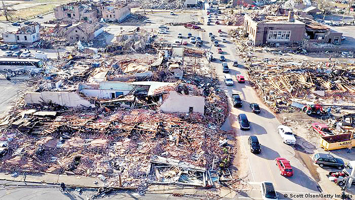 تصاویری از خسارت‌ طوفان شدید در ایالت کنتاکی