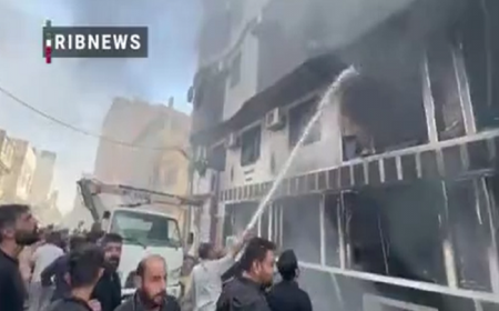آتش‌سوزی در هتل محل اقامت زائران ایرانی در نجف + فیلم