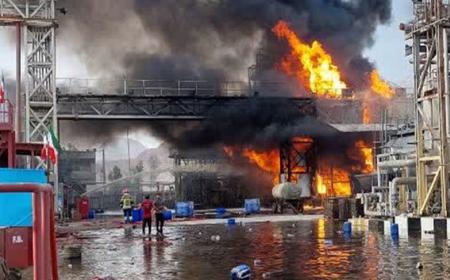 فوت یک نفر در آتش‌سوزی پالایشگاه نفت بندرعباس