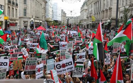 تظاهرات حمایت از فلسطین در لندن + فیلم