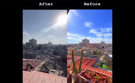 مناطق مسکونی غزه، قبل و بعد از بمباران‌های رژیم + فیلم