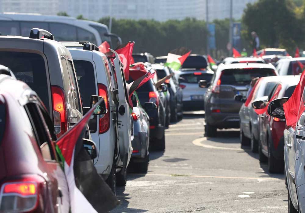 راهپیمایی خودرویی مردم ترکیه در حمایت از فلسطین + تصاویر