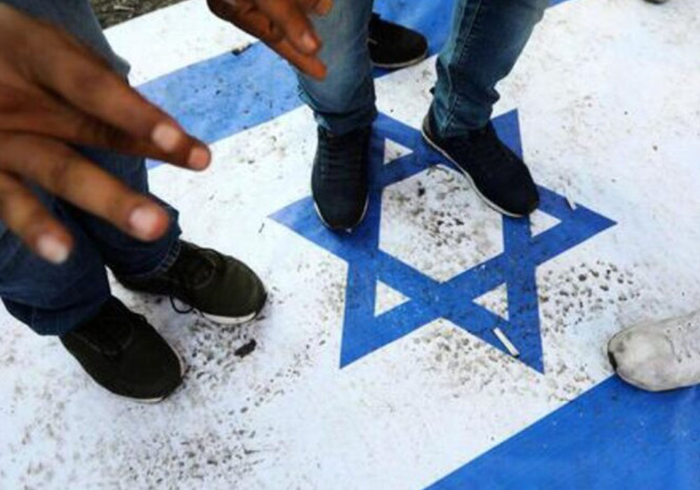 کودکی که پرچم رژیم را زیر پاهایش له می‌کند + فیلم