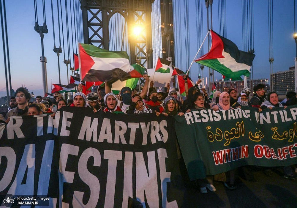 مردم نیویورک از فلسطین حمایت کردند + تصاویر