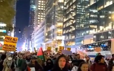 راهپیمایی مردم نیویورک در محکومیت جنایات اسرائیل + فیلم