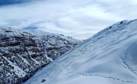 بارش برف پاییزی در دامنه‌های کوه دنا + فیلم