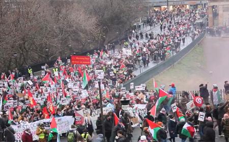 تظاهرات گسترده مردم اسکاتلند در حمایت از غزه + فیلم
