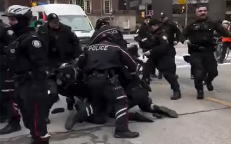 پلیس کانادا با حامیان فلسطین درگیر شد + تصاویر و فیلم