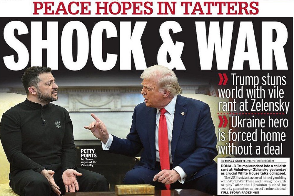 بازتاب تنش بین ترامپ و زلنسکی در روزنامههای انگلیس