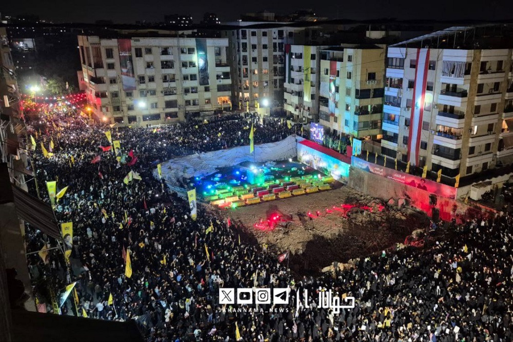 تجمع مردم لبنان در مکان شهادت سید حسن نصرالله